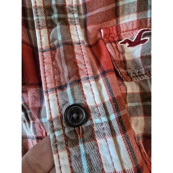 Hollister California Men XL Red Plaid Long Sleeve Button Down Shirt Cotton - Picture 11 of 11